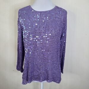 Carol Anderson Collection Vintage Women's Rayon Net Sequin Sweater Medium